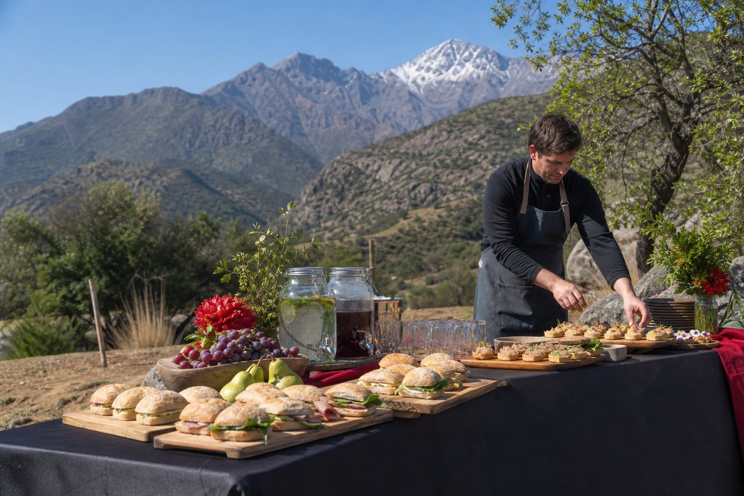 Imagen referencial de un servicio de banquetería outdoor